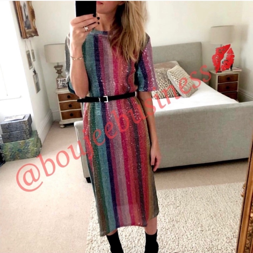 ZARA Rainbow Sequin Dress - Picture 7 of 8